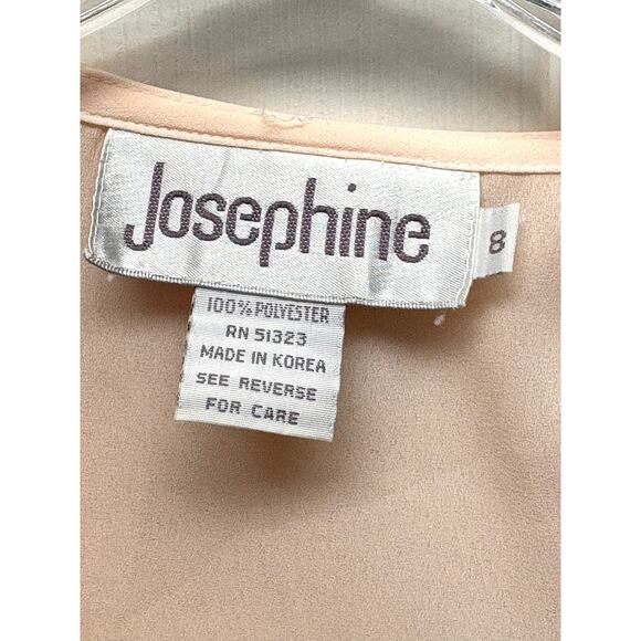 Vintage Josephine Blouse Size 8 Pale Peach Embroidered Sailor Collar Puff Sleeve - Picture 4 of 7